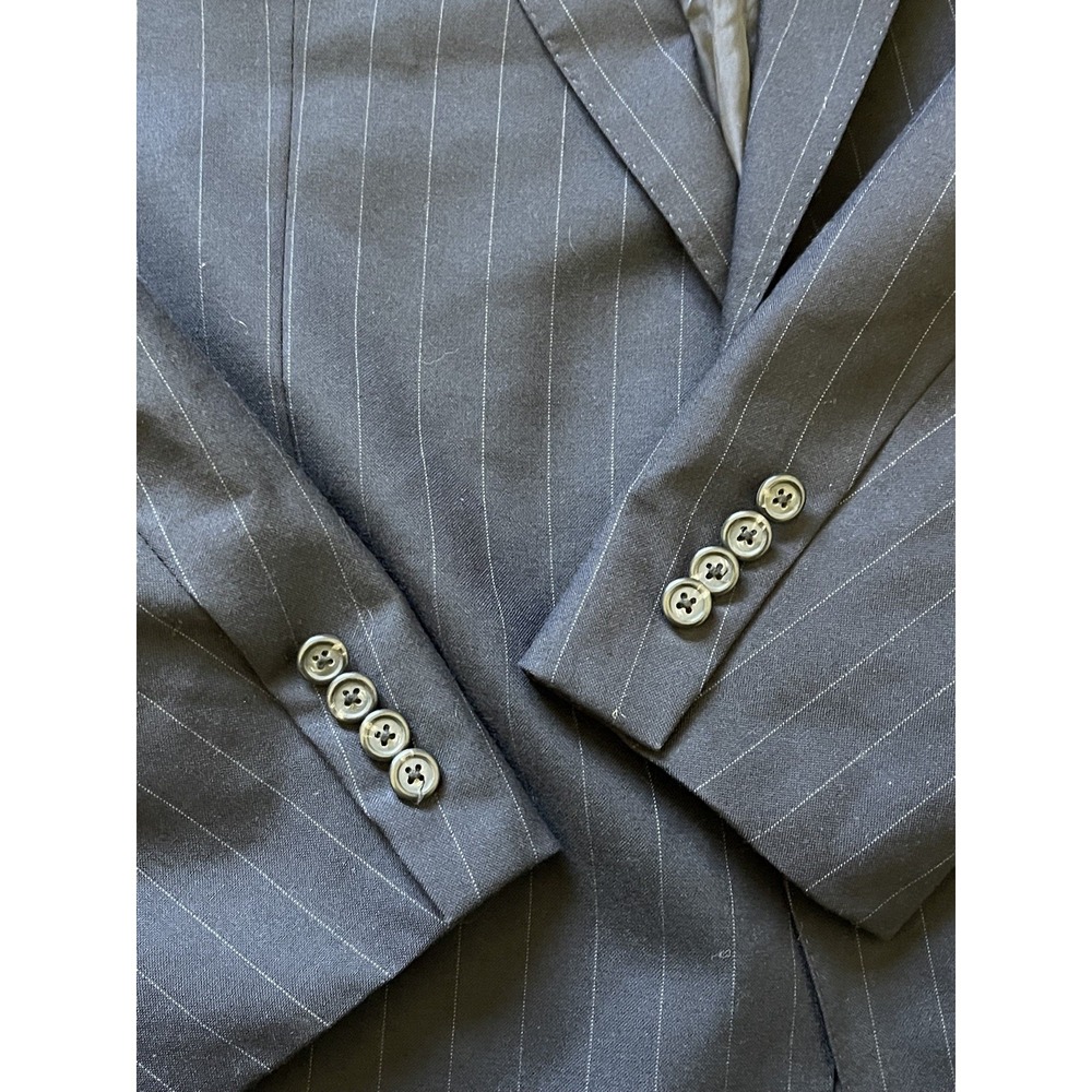 Polo Ralph Lauren Vintage 80s Unionmade USA Gray Pinstripe Blazer Jacket - Picture 8 of 11